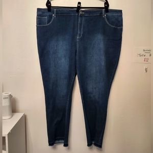 Dark Wash Stretch Ankle Jeans Susan Graver 26-28W